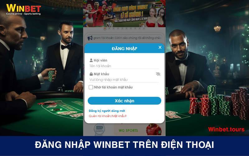 Giao diện đăng nhập Winbet trên ứng dụng di động